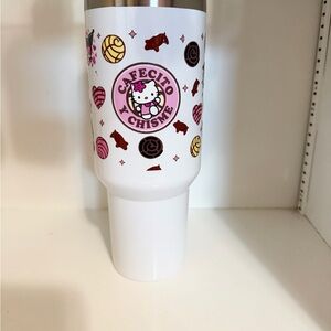 White 'Cafecito Chisme' Hello Kitty Travel Tumbler